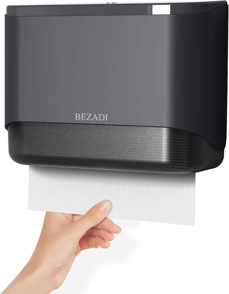 BEZADI Paper Towel Dispenser,Large Capacity Wall Mount Tissue Dispensers with Smart Lock, Used for Kitchen and Bathroom 200+ Sheets Toilet Paper Holders Gray - Image 1